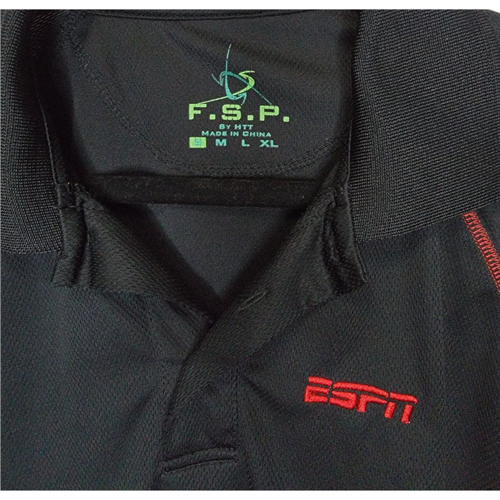 Men's ESPN Black Polo with Red Stitching Short Sleeve Size Small - Picture 4 of 4